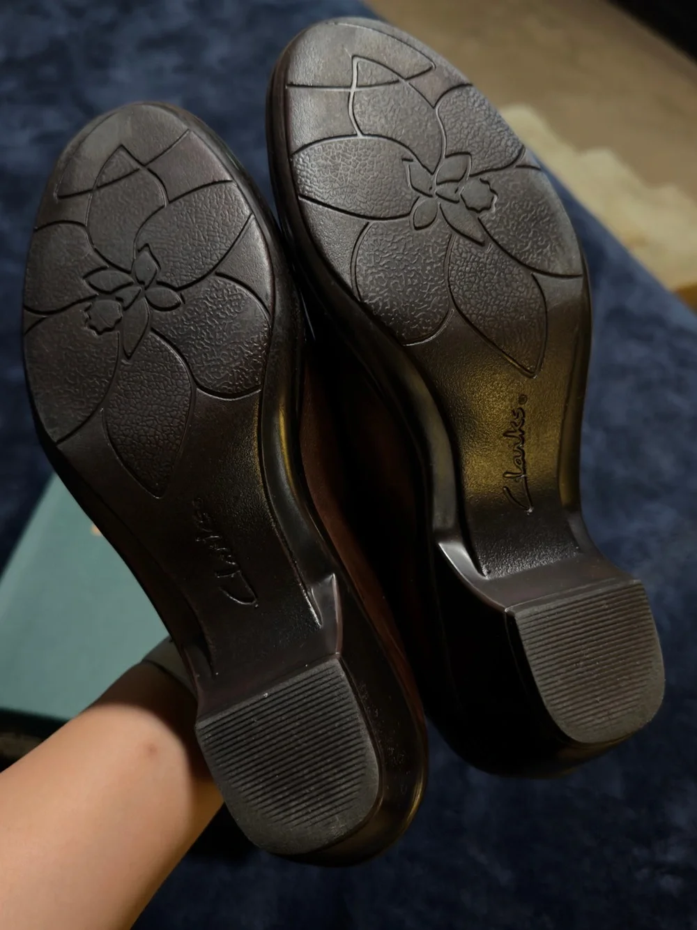 Clarks Brown Leather Slip-On Ankle Booties